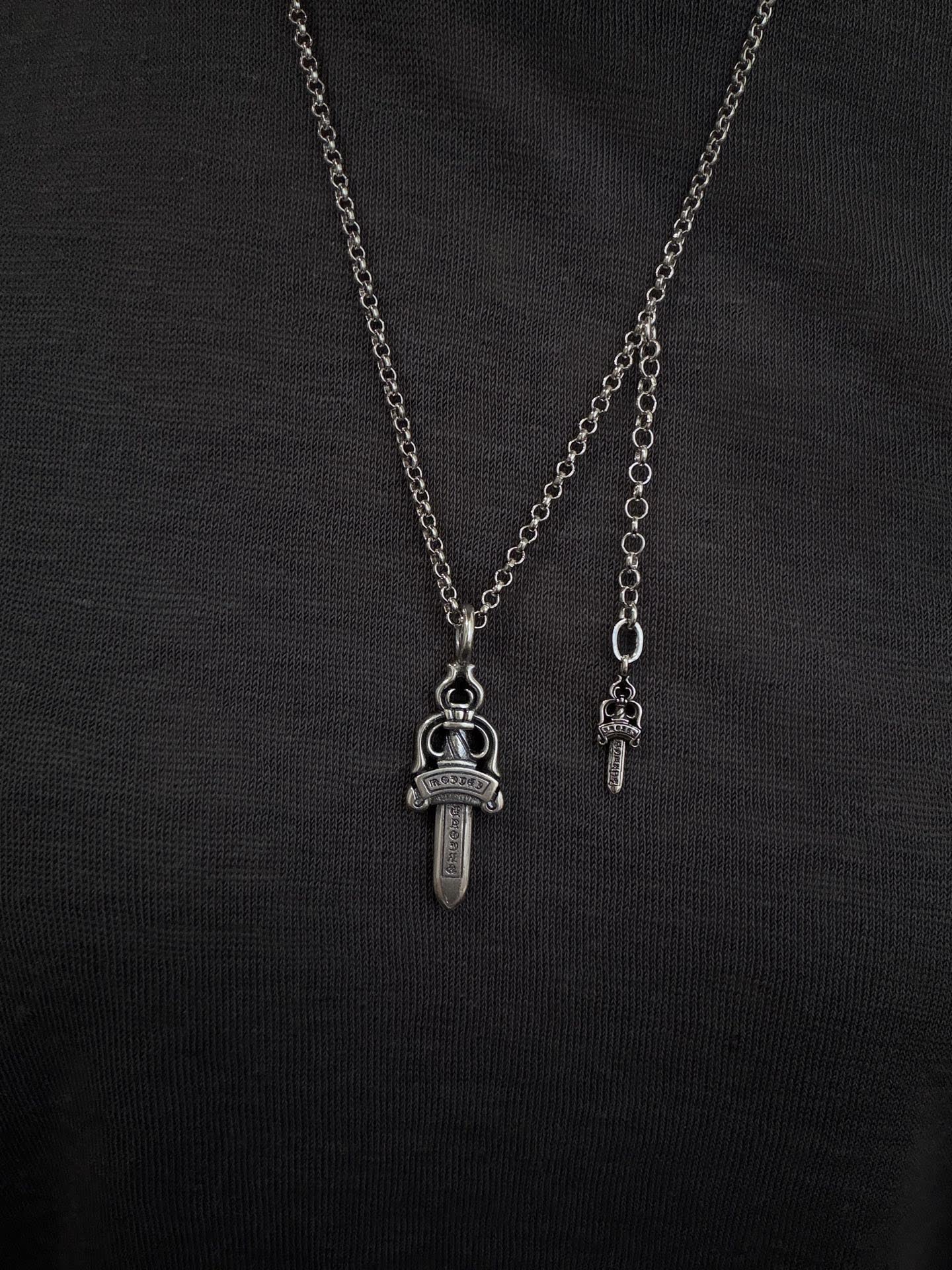 Chrome Hearts Silver Sword Pendant Necklace